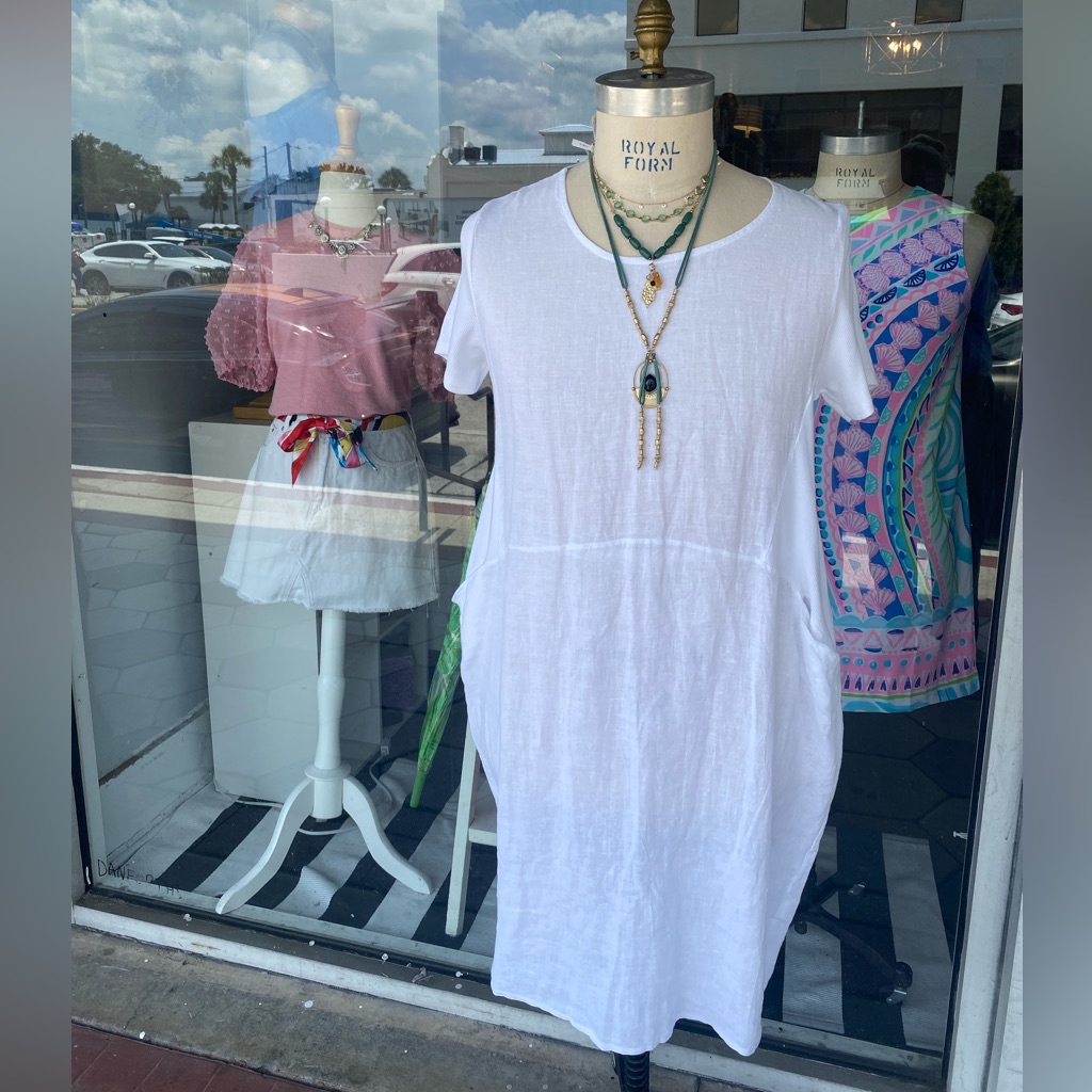 Helga May White Linen Dress Size Large Nwt